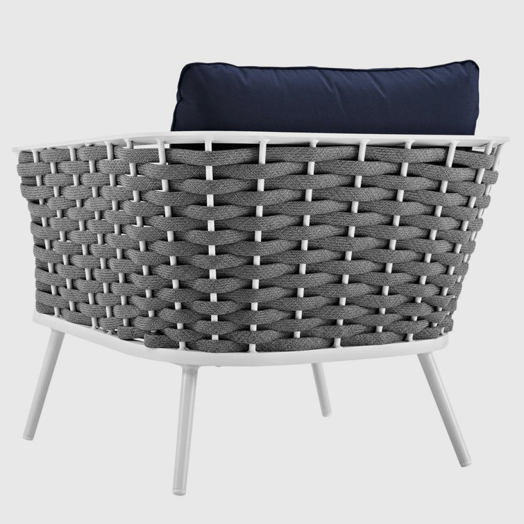 Corrigan Studio® Holldorff Modern Grey And White Outdoor Dining Chair